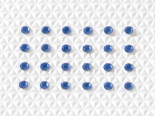 Sapphire Individual Body Art Crystals 2.1 mm wide stones, 24 self-adhesive stones per strip