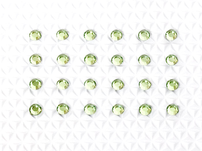 Peridot Individual Body Art Crystals 2.1 mm wide stones, 24 self-adhesive stones per strip
