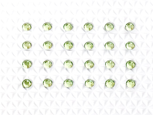 Peridot Individual Body Art Crystals 2.1 mm wide stones, 24 self-adhesive stones per strip