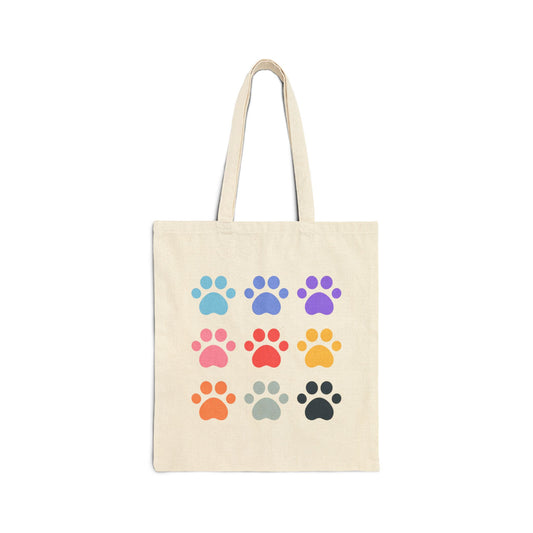 Colorful Paws | Cotton Canvas Tote Bag