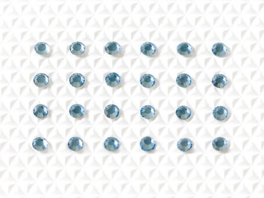 Aquamarine Individual Body Art Crystals 2.1 mm wide stones, 24 self-adhesive stones per strip